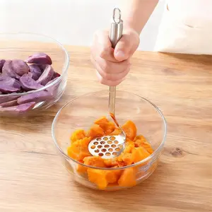Stainless steel potato masher, the best potato masher kitchen tool, suitable for potatoes, avocados, sweet potatoes, beans, large heavy-duty metal masher