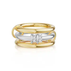 Tewiky Stackable Rings for Women Non Tarnish, layerd Dainty Cubic Zirconia Rings Multi Chunky Ring Mixed Metal Stacking Rings Set Prom Jewelry for Women Gifts