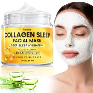 Christmas Gift For Women-Aurany Collagen Sleep Facial Mask, Collagen Facial Mask, Long-Lasting Moisturizing, Hydrating, Tighten Facial Skin, Collagen Boost, Deep Sleep Hydration, Non-Greasy, Quick Absorption, Unisex, Suitable For All Skin Types-110g