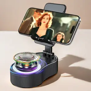 Firm Support Multifunctional Bluetooth Phone Holder Speaker Folding Portable Cellphone Smartphone Stand Mount with Bluetooth Speaker Integration for Stable Viewing and Calls Black