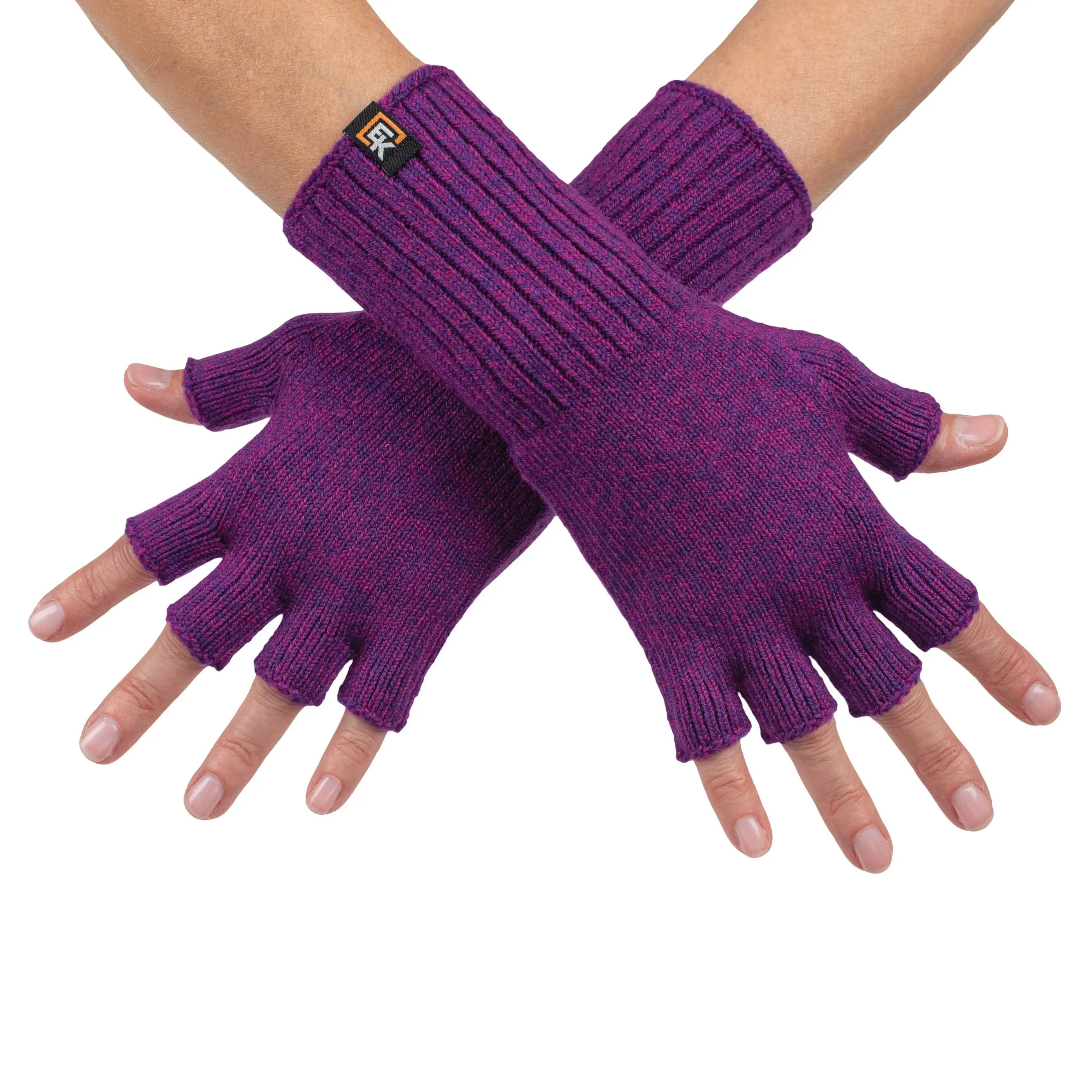 Wool Fingerless Gloves - Super Soft Merino Wool - Made in the USA - Small - Viola Melange