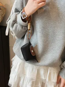Women's Mini Casual Trendy Wallet with Detachable Nylon Wristband, Zipper Closure, Plain Design, Christmas Gift, Halloween Gift, Holiday Gift