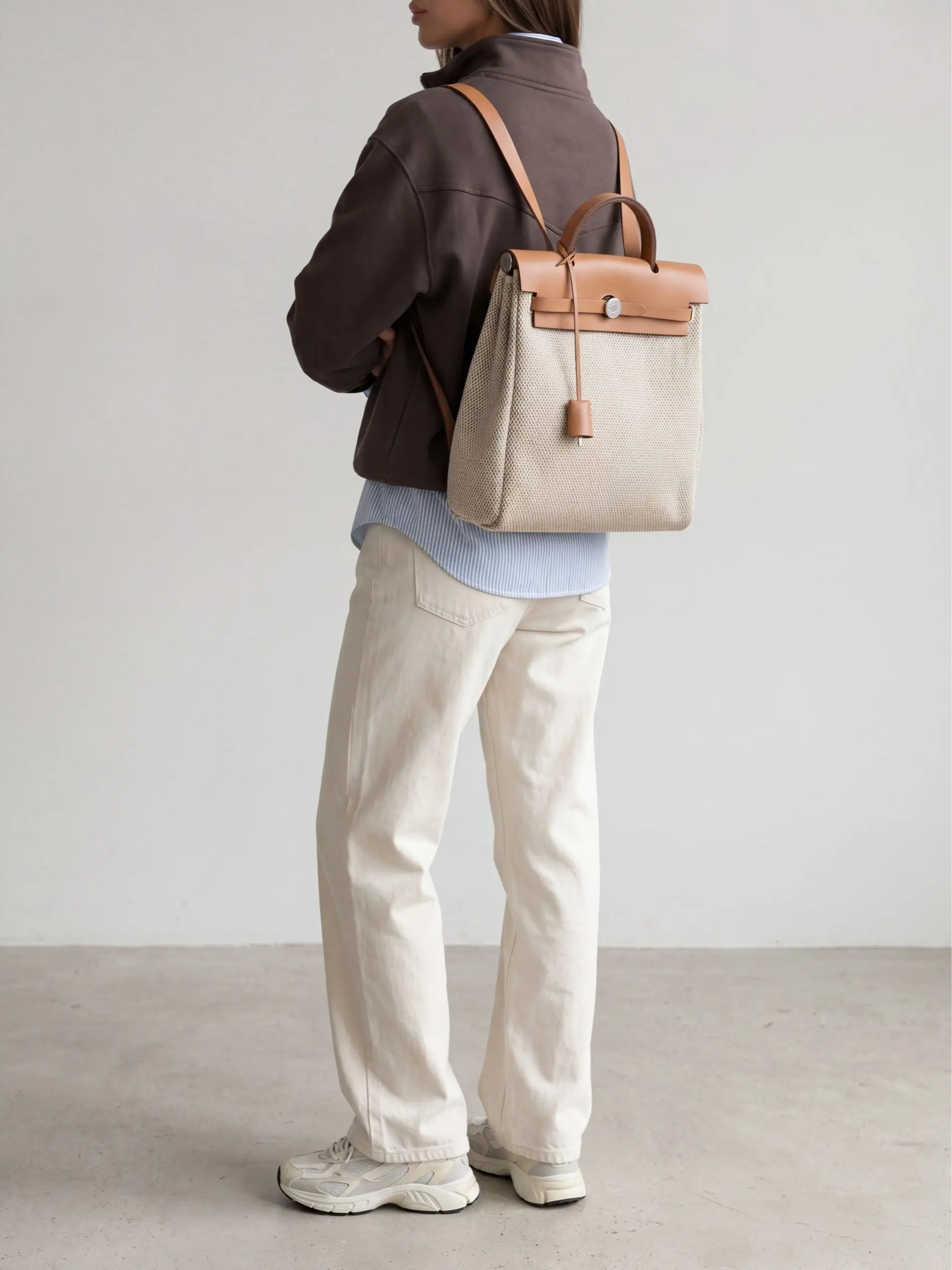 Pre-owned HERMÈS Cloth Backpacks Toile Herbag A Dos Backpack
