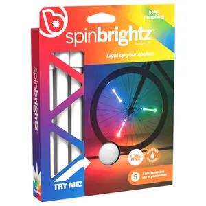 Brightz Spin Brightz - Bicycle Spoke Light Tubes 3 LED Light Tubes Weather Resistant Tool Free Installation for Night Rides