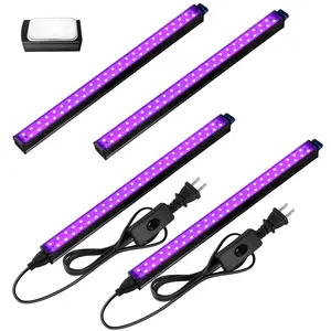 Barrina LED Black light 10W 1FT, Magnetic Lights for Glow Party, Fluorescent Tapestry Poster, Halloween Decoration, Linkable, Plug with Built-in ON/Off Switch, 4 Packs