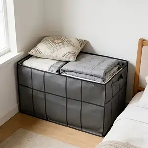 Large Capacity Zippered Storage Box, Nonwoven Fabric Mesh Organizer for Clothes, Bedding, Luggage, Travel, Space-Saving Design, Moving Bag, Closet Organizer, Collapsible Storage Bin