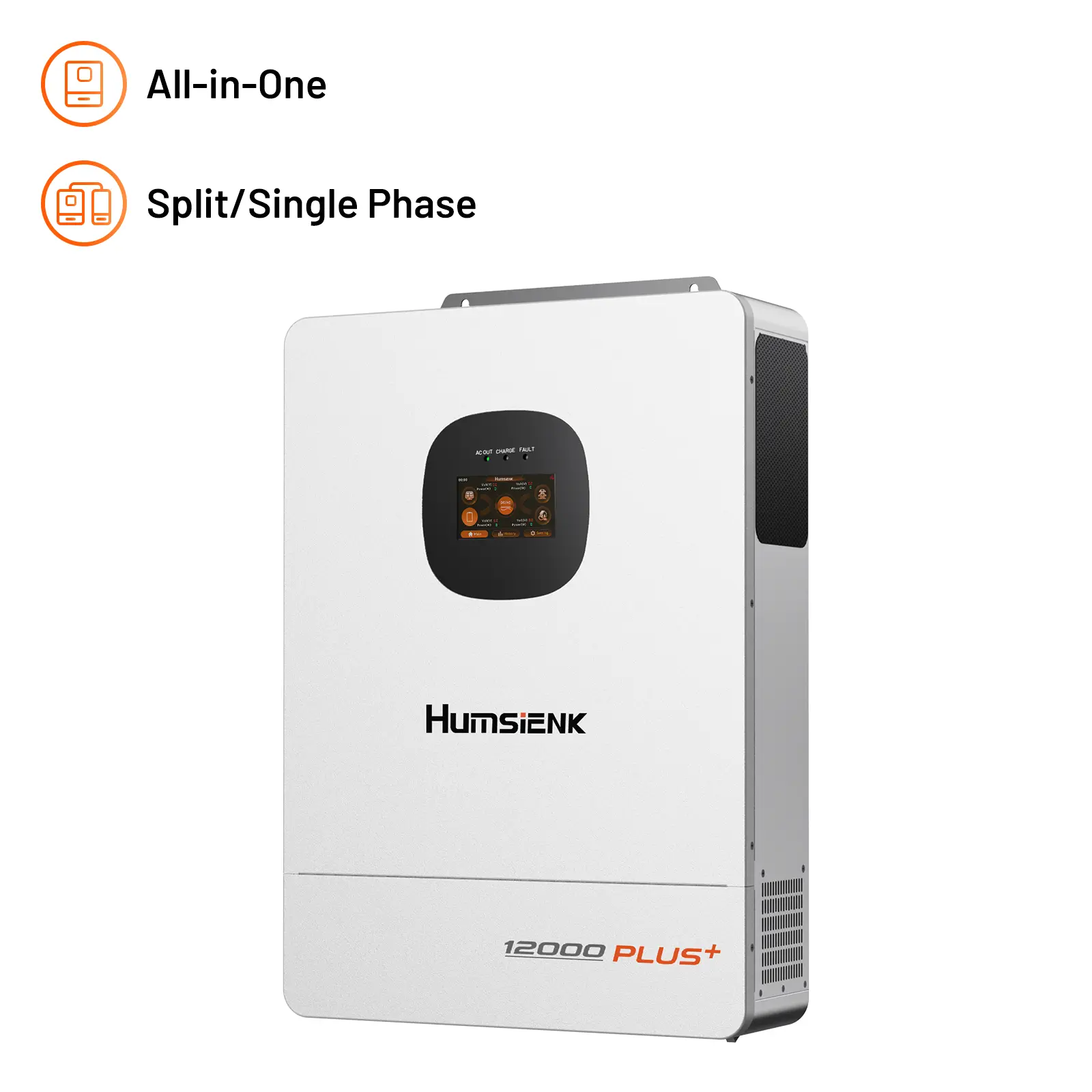 【Inverter】Humsienk 12000W 48V All-in-One Solar Inverter, Split Phase 120/240V, Dual MPPT, 12kW PV Input, Whole Home Backup, Parallel Ready, Max 6 units parallel connection, Inversor Solar