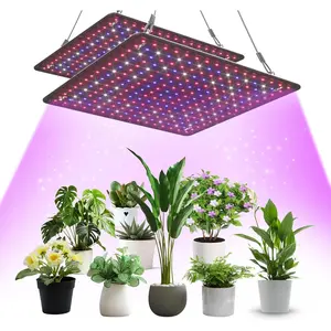 2 Pack LED Grow Light Panel 200W Lamp for Indoor Plants, Full Spectrum with White Blue Red UV IR LEDs for 4x4ft Coverage Grow Tent Greenhouse Veg and Bloom Seedlings Hydroponics.