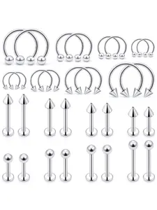 32pcs Lip Rings Set, Labret Monroe Lip Barbell, Snake Bite Piercing Jewelry, 16g Helix Earring, Daith Tragus Cartilage Studs, Lips Piercing, Lip And Cartilage Piercings