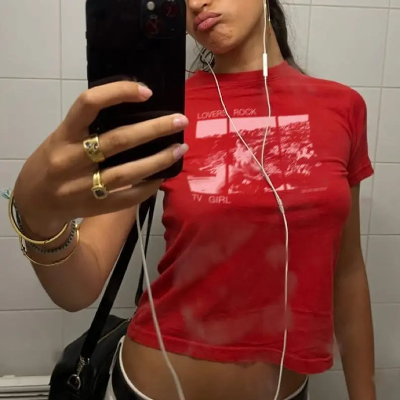 TV Girl Lovers Rock Baby Tee Y2K Graphic Top