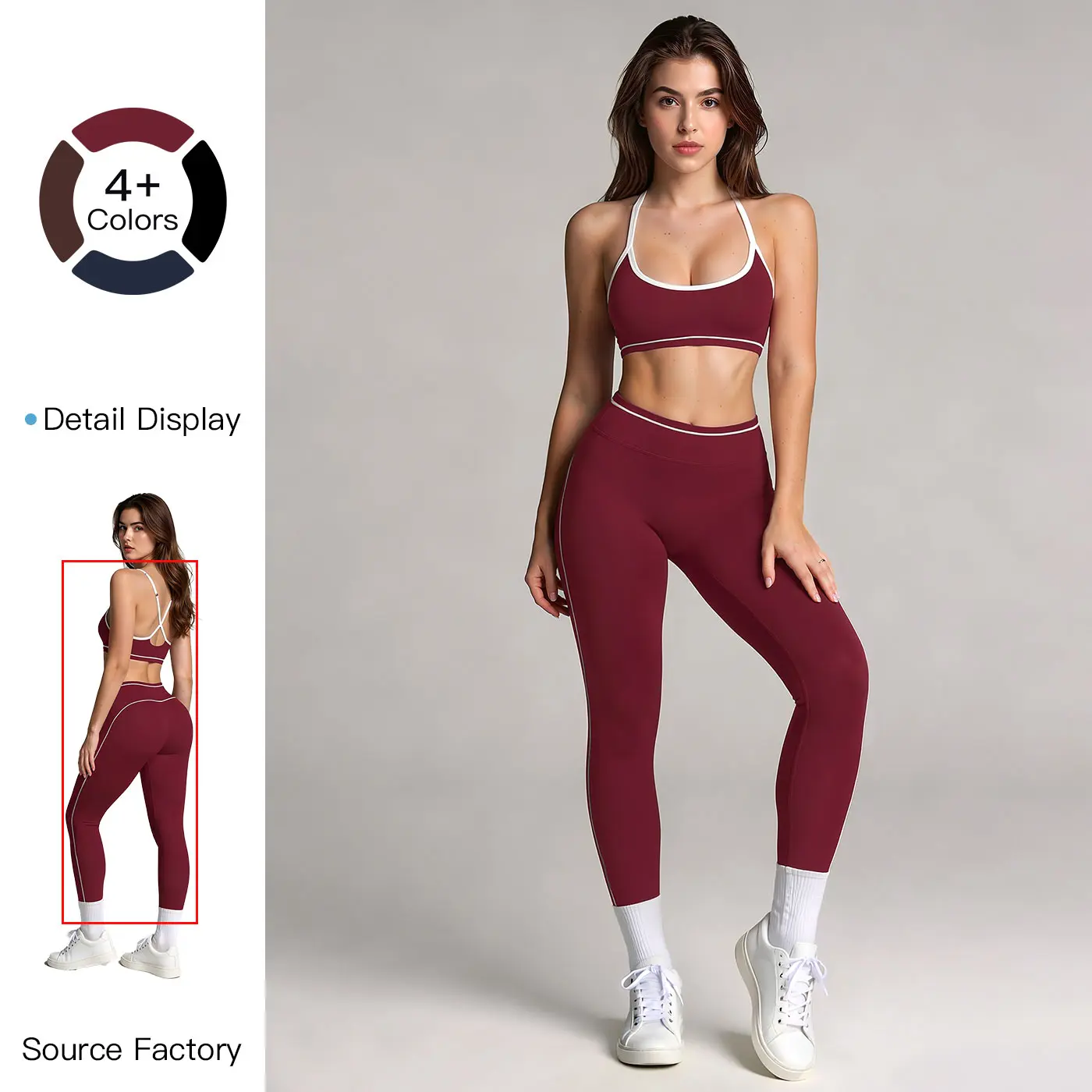 MFVIM women’s yoga outfit featuring a mid-back cross open-back design; outdoor running sportswear; fitness running apparel; sports set suitable for running, exercise, and fitness.