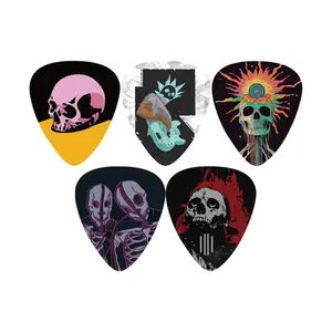 5-Piece Skull Design Guitar Picks Set, 0.71mm Anti-Slip Electric Guitar Pick, Universal Fingerstyle Picks, Durable & High-Quality