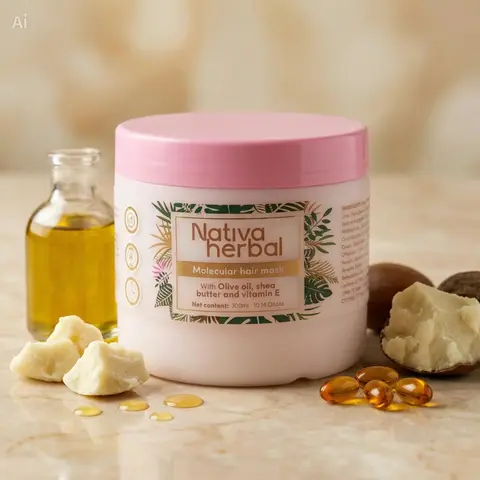 Nativa Herbal Restorative Hair Mask | Hair Reset with the best ingredients Rosemary, ginseng, beeswax , Olive Oil +Shea Butter + Vitamin E for intense repair | 300 ml