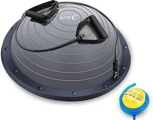 Gym Half Ball, Balance Ball, Exercise Workout Trainer, with Resistant Band, Strength Fitness Yoga with Bonus Foot Pump