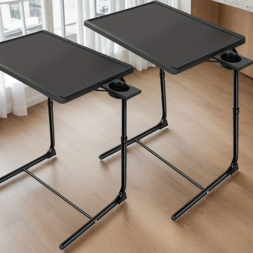 Adjustable Folding TV Tray Table (1/2 Pack) - Multi-Level Height Adjust, 3 Tilt Angles, Space-Saving Indoor Furniture, Office Desk, Convertible Stand-Up Table Living Room Furniture, Optimal Viewing
