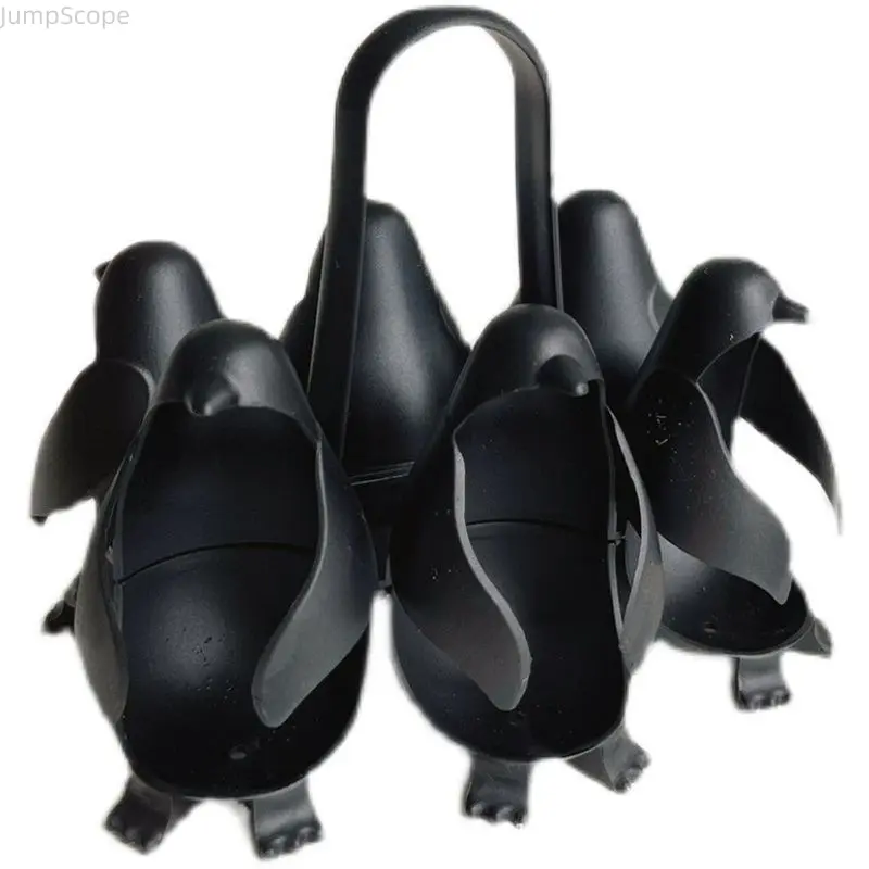 Penguin Shaped Egg Cooker Rack, Heat Resistant 6-Cup Egg Holder with Handle, Cute Boiled Egg Steamer Tray for Kitchen Cooking