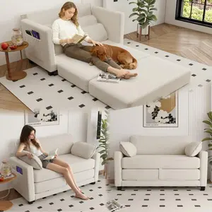 Corduroy Convertible Sofa 2-in-1, Instant Compact/Wide Switching, High-Rebound Filling, 375LBS Capacity, Easy Assembly