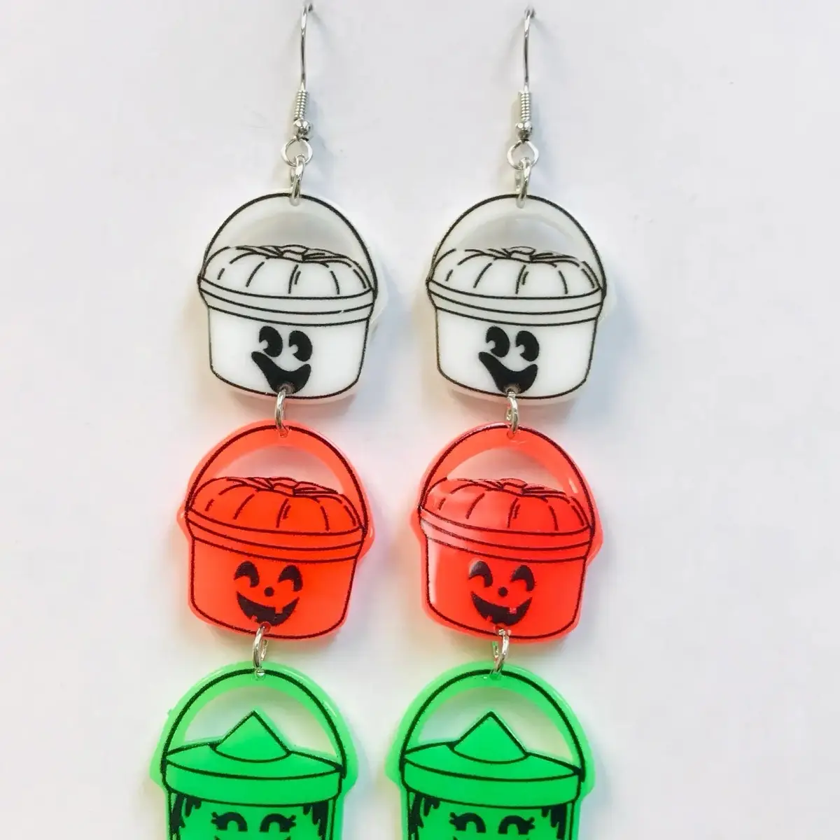 Trick or treat buckets Halloween earrings cute gift horror goth
