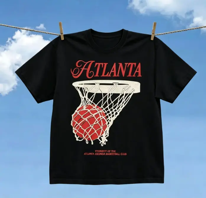 Atlanta Basketball Graphic T-Shirt, Retro ATL Streetwear Game Day Tee
