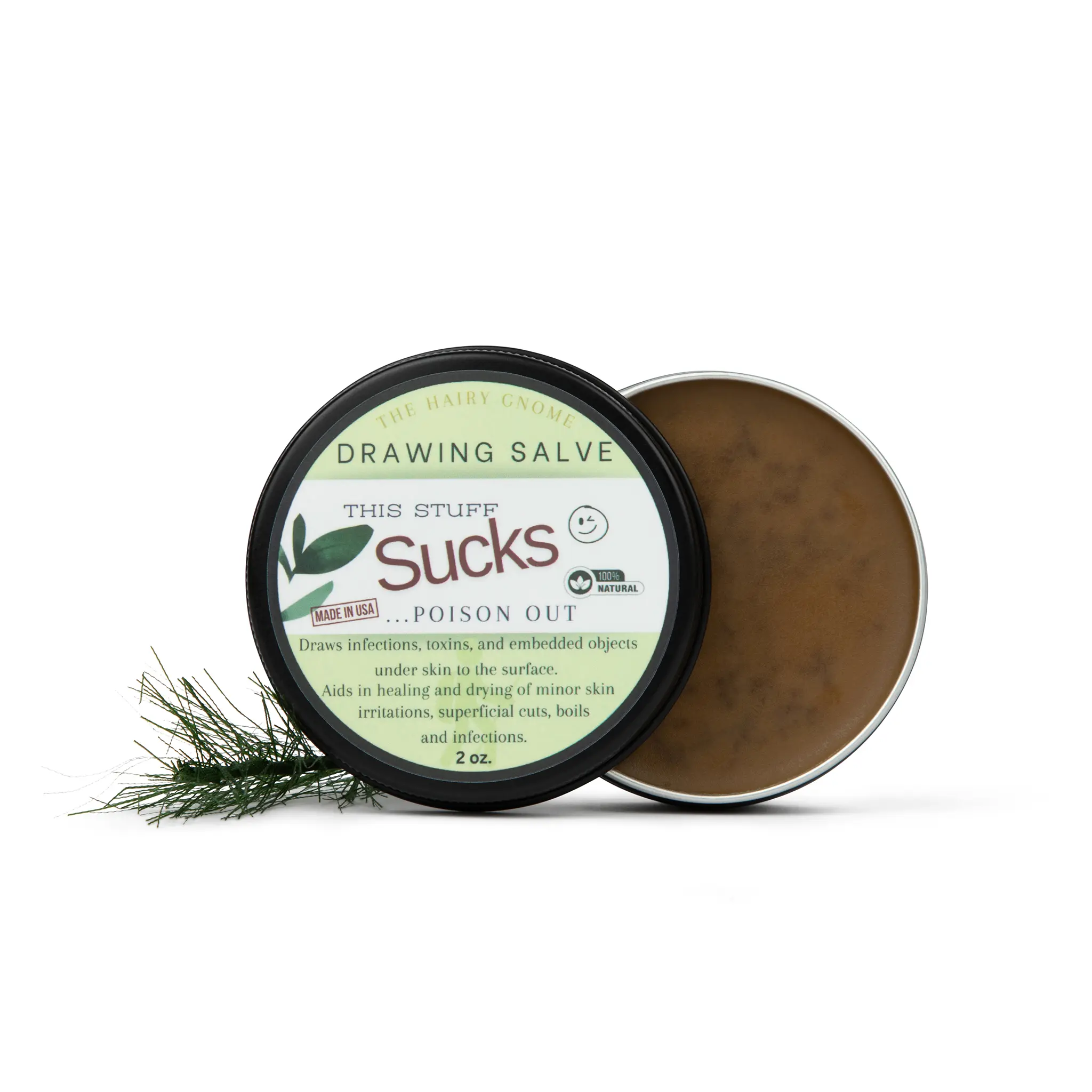 Serendipitous Summer Farms The Hairy Gnome Organic Anti-Bacterial Drawing Salve - Rice & Bee Ingredients, Pine Resin, Plantain, Soothing Dry Skin Repair, Spider Bites Relief, 18-Month Shelf Life, 1-Count Body Moisturizer
