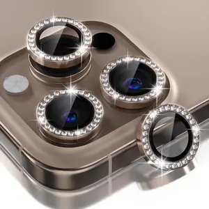 Tempered Glass Phone Lens Protector, 3 Counts/set Glitter Camera Lens Protective Film, Metal Phone Accessories Compatible with iPhone 16 Pro Max, Smartphone, Cellphone, Protection
