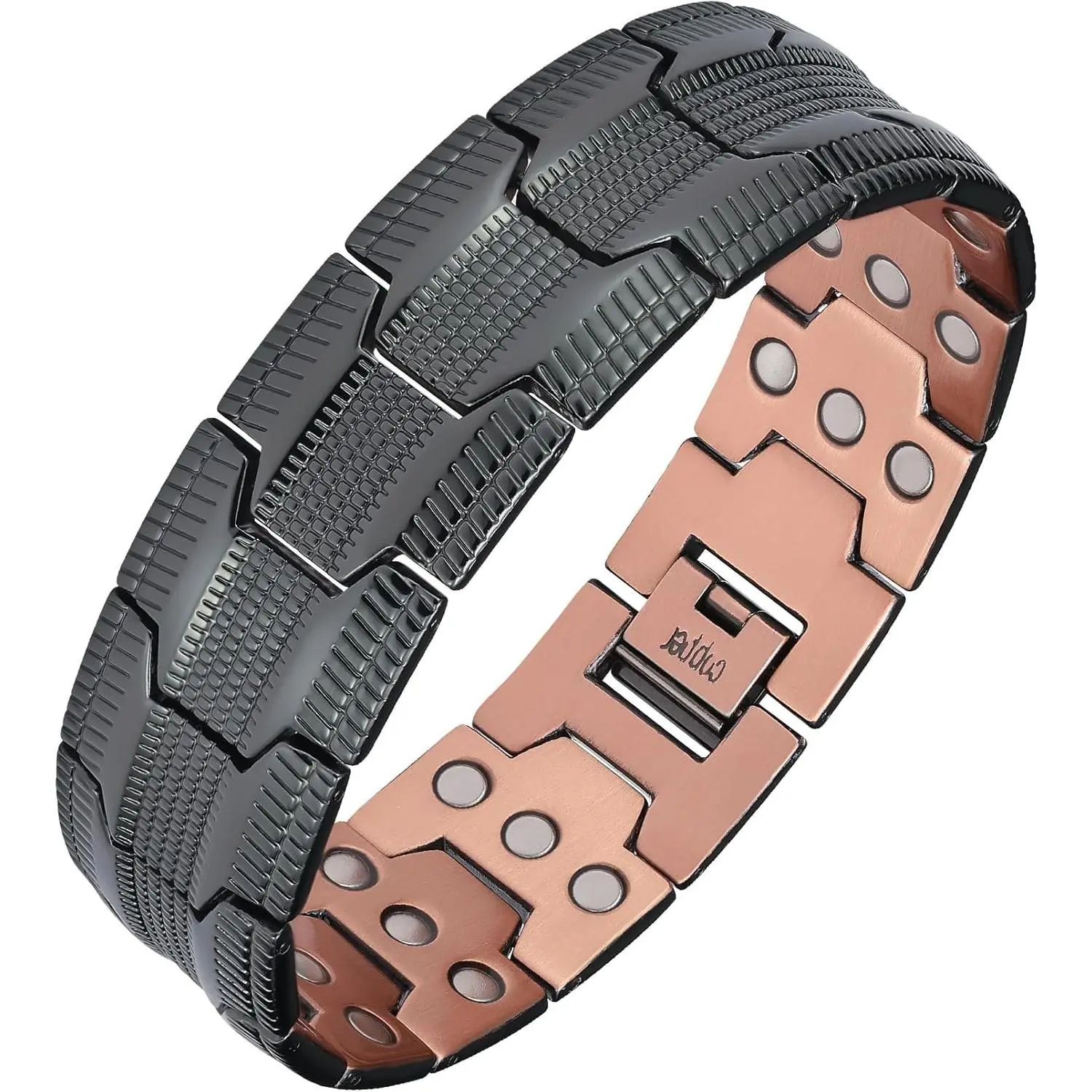 99.99% Pure Copper Bracelet for Men, Minimalist Adjustable Bangle with Ultra Strength 3500 Gauss Neodymium Magnets, Wearable Gift