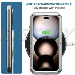 For iPhone 17 Air 16e 15 14 13 12 11 Pro Max Plus Case Metal Heavy Duty Armor Shockproof Built-in Screen Protection Cover