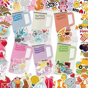 Valentines Day Cards for School - 48 Pack Valentines Day Water Bottle Cards with 240 Pack Valentine Stickers for Classroom Party Favors Bulk, Happy Two Class Valentine Gifts for Boys & Girls