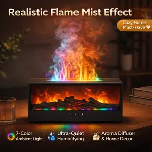 Cozy Flame Diffuser Humidifier – Realistic Fireplace Glow, Ultra Quiet Mist, Relaxing Night Light & Home Decor Gift