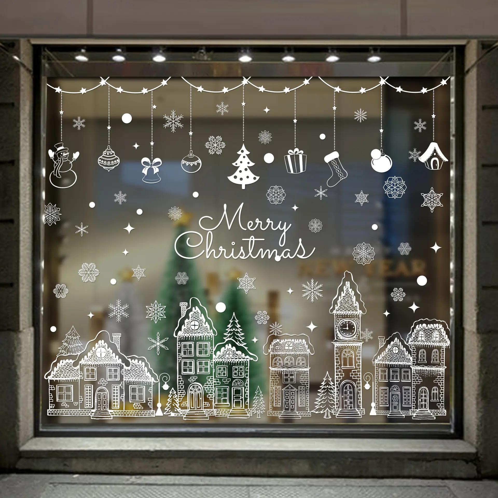 124-Piece (3 Rolls) Static Christmas Window Clings - Reusable No-Residue PVC Stickers (Gingerbread House/Snowman/Tree), Easy to Apply & Remove for Home/Office/Doors/Mirrors, Window Decorations Supplies, Black Friday Deal: Christmas Gift