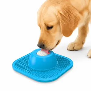 PLOSIF Slow Feeder Dog Bowl for Liquid Treat with Entertained Ball, Dog feeder Bowl with Slow Feeder Mat, Dog Feeder Lick Bowl for Bone Broth and Yogurt for Large Medium Small Breeds Dietary Supplement/Post-op Nutrition, Gift for Dog