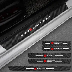1/4/5/8/9Pcs Car Door Sill Carbon Leather Sticker Auto Accessories For SEAT Leon 2 mk2 5f FR Ibiza 6f 6l Cupra Leon MK3 MK2 Mk1 Altea Ibiza Toledo Cordoba Alhambra Exeo