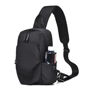 Large Capacity Nylon Chest Bag - Casual & Versatile Crossbody Bag with Multiple Pockets, Ideal for Daily Commute, Black with Adjustable Strap and Zipper Closure, Commuter Bag | Sleek Black Bag | Zippered Closure, Crossbody Bag