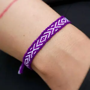 Purple & White Woven Bracelet, Handmade Boho Woven Wool Bracelet, Textile Cloth Bracelet, South American Bracelet, Wool Hand Crafted JewelryHandmade Bracelet, Textile Cloth Bracelet, Dainty Minimalist Textile Cloth Woven Bracelet