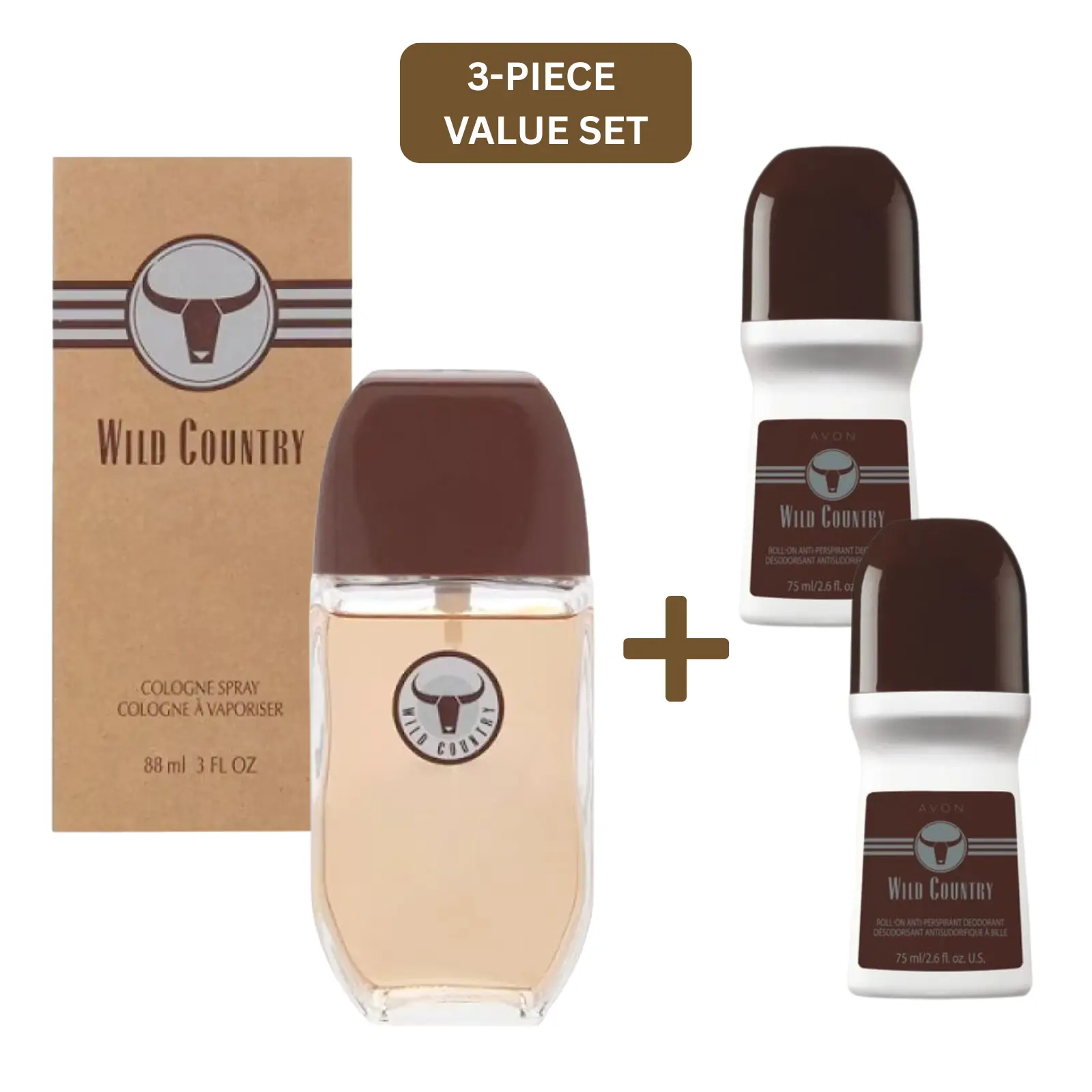 Wild Country 3-Piece Value Set – Cologne Spray 3 oz + 2 Roll-On Deodorants Bundle