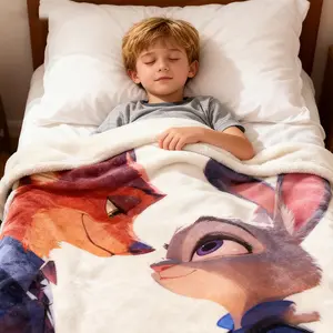 Nick Wilde & Judy Hopps Printed Outdoor Blanket Soft Warm Flannel Lightweight All-Season Throw for Camping Hiking Travel Home Office Use Machine Washable Gift Cozy Throw Camping Essential Vibrant Illustration