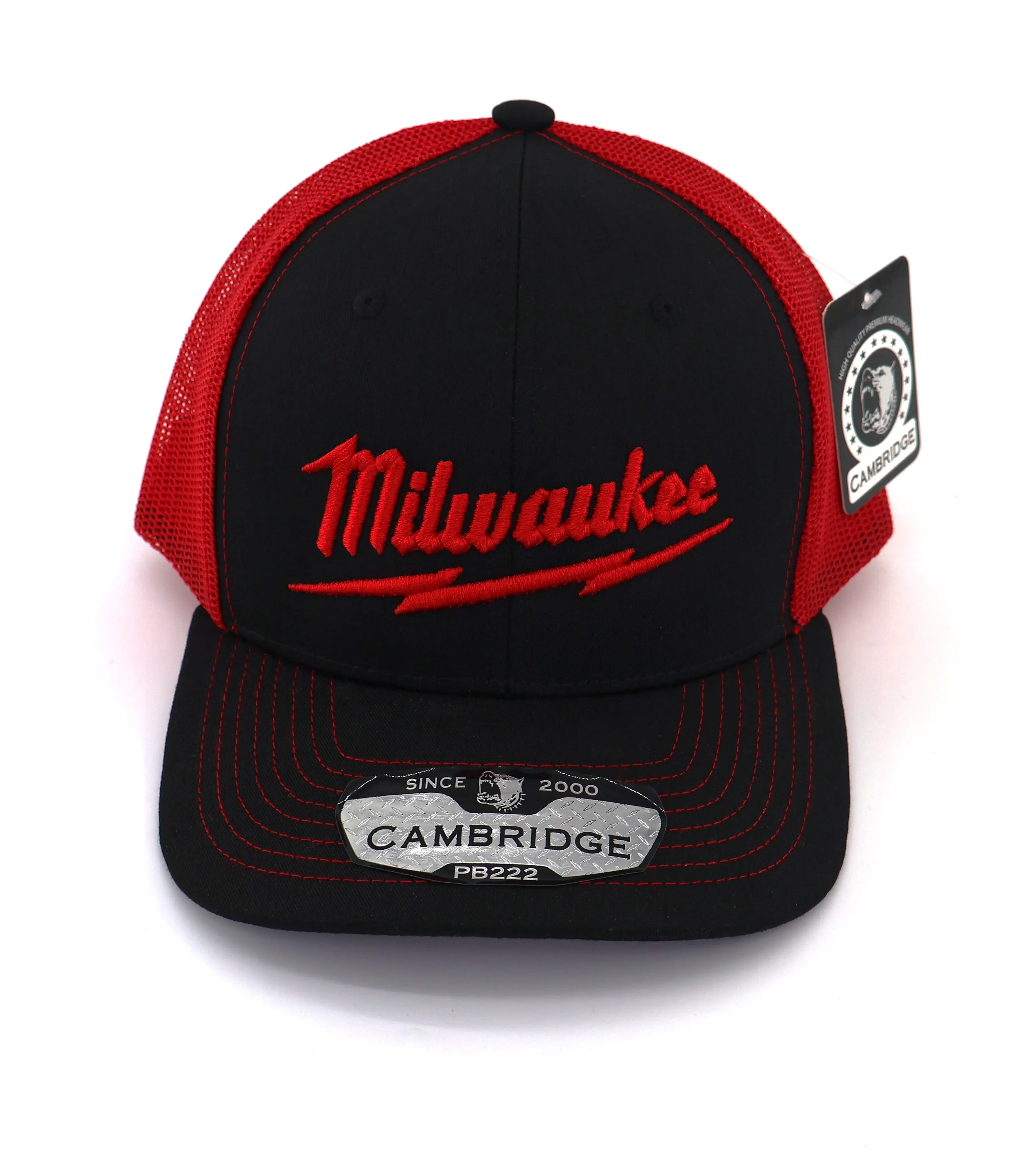 Milwaukee Black/Red 3D Puff Embroidered Cap Milwaukee Black/Red 3D Puff Embroidered Cap