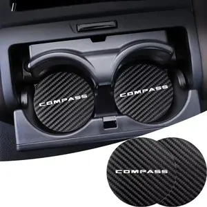 For JEEP Compass 2Pcs Car Coaster Water Cup Bottle Holder Anti-slip Pad Mat Silica Gel Bottle Holder Pad Car Interior Accessories Car Accessories