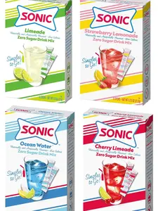 SINGLES TO GO! Sonic Drink Mix Variety Pack, Sonic Limeade, Ocean Water, Cherry Limeade and Strawberry Lemonade Flavor Beverage