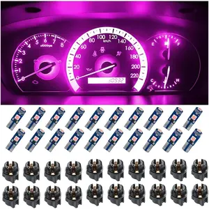20PCS Car Dashboard T5 LED Lights, Super Bright Auto Instrument Panel 3030-3SMD Bulb Replacement, Vehicle Gauge Cluster Indicator Accessories, Universal for RV, SUV, Truck (Pink&Purple)