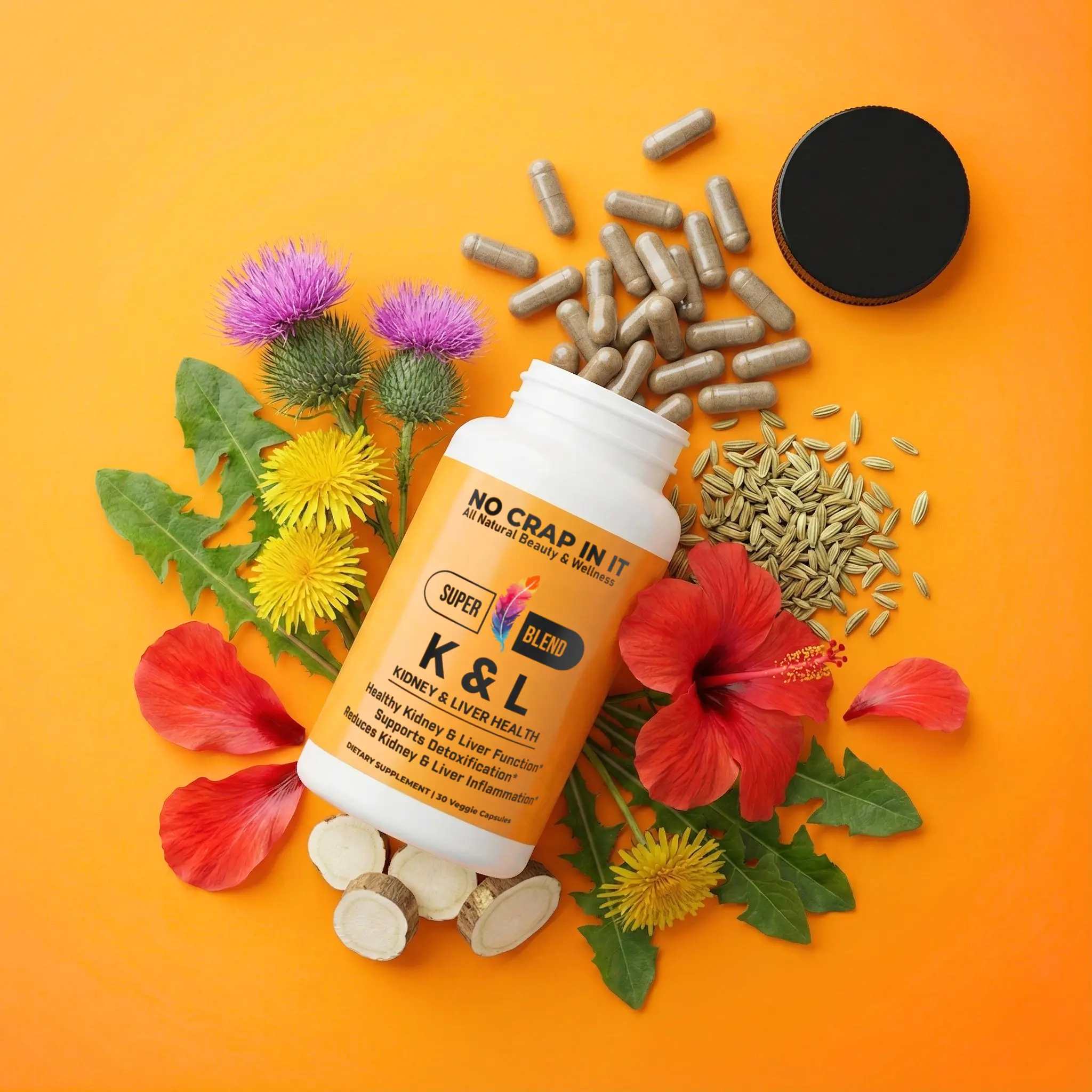 K & L (Kidney and Liver) Health Super Blend Supplement l 30 Capsules for Kidney and Liver Support