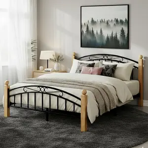 Garvee and Garvee Metal Bed Frames with Headboard and Footboard, Queen and Twin Sizes, Heavy Duty Steel Slat Support, Structurally Stable, Under Bed Storage, No Box Spring Needed, Classic Black Design