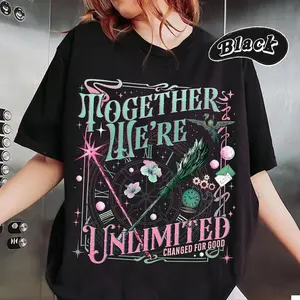 Wicked Change For Good Glitter T-Shirt, Defy Gravity Broomstick Magic Wand Tee, Witch Pink And Green Tee for Fan, Wicked tea