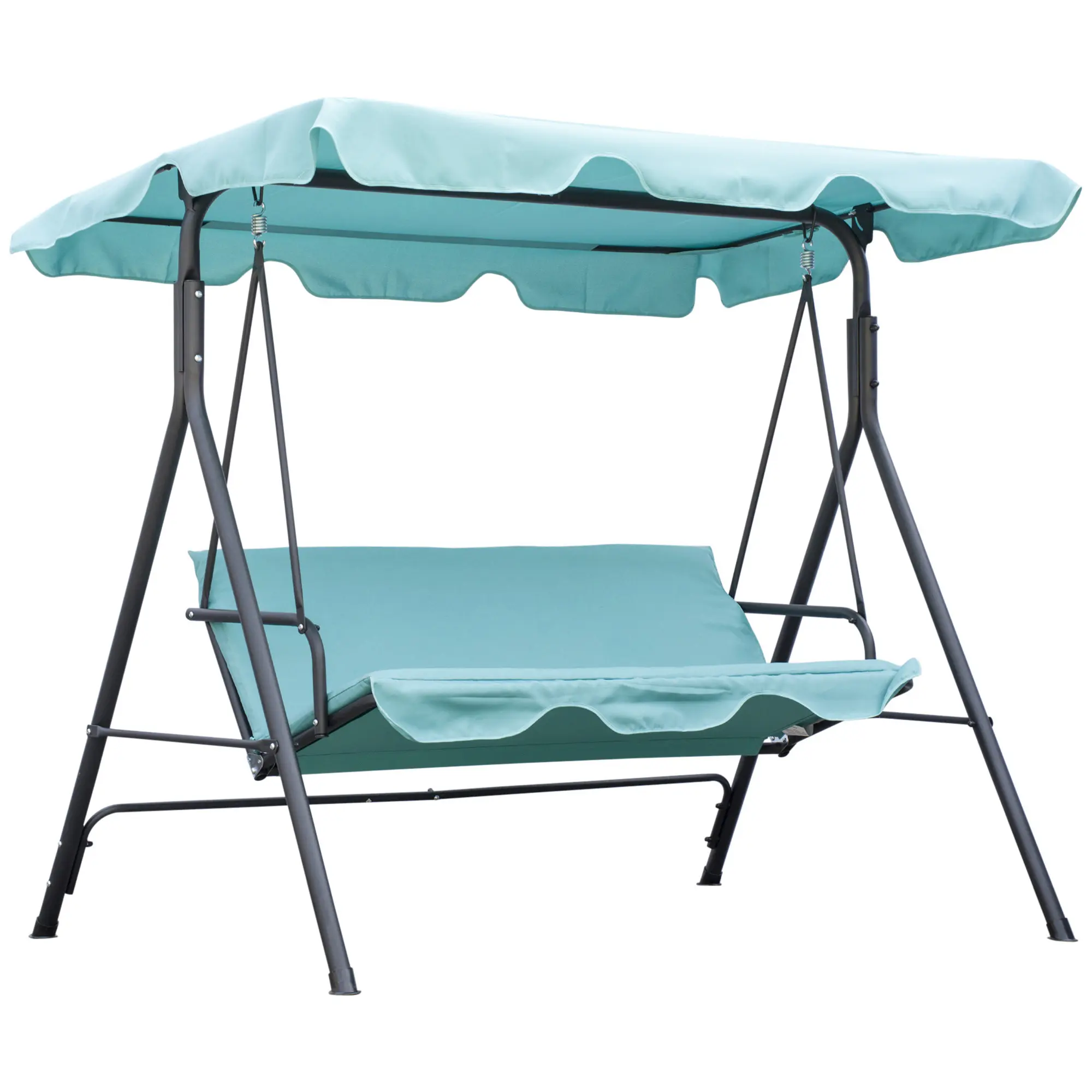 #Summervibes Outsunny 3-Seat Outdoor Summervibes Patio Swing Chair with Removable Cushion, Steel Frame Stand and Adjustable Tilt Canopy for Patio, Garden, Poolside, Balcony, Backyard