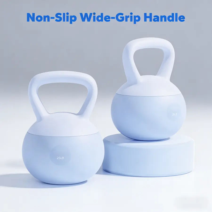 25 lbs Soft Sand-Filled PVC Shell Kettlebell - Nonslip Wide Loop Handle, Impact-Absorbing Cushioned Base, Balanced Center - Home Gym Exercise Fitness Equipment, Strength Training Gear, Resistance Training Body Weights, Strength Training Equipment