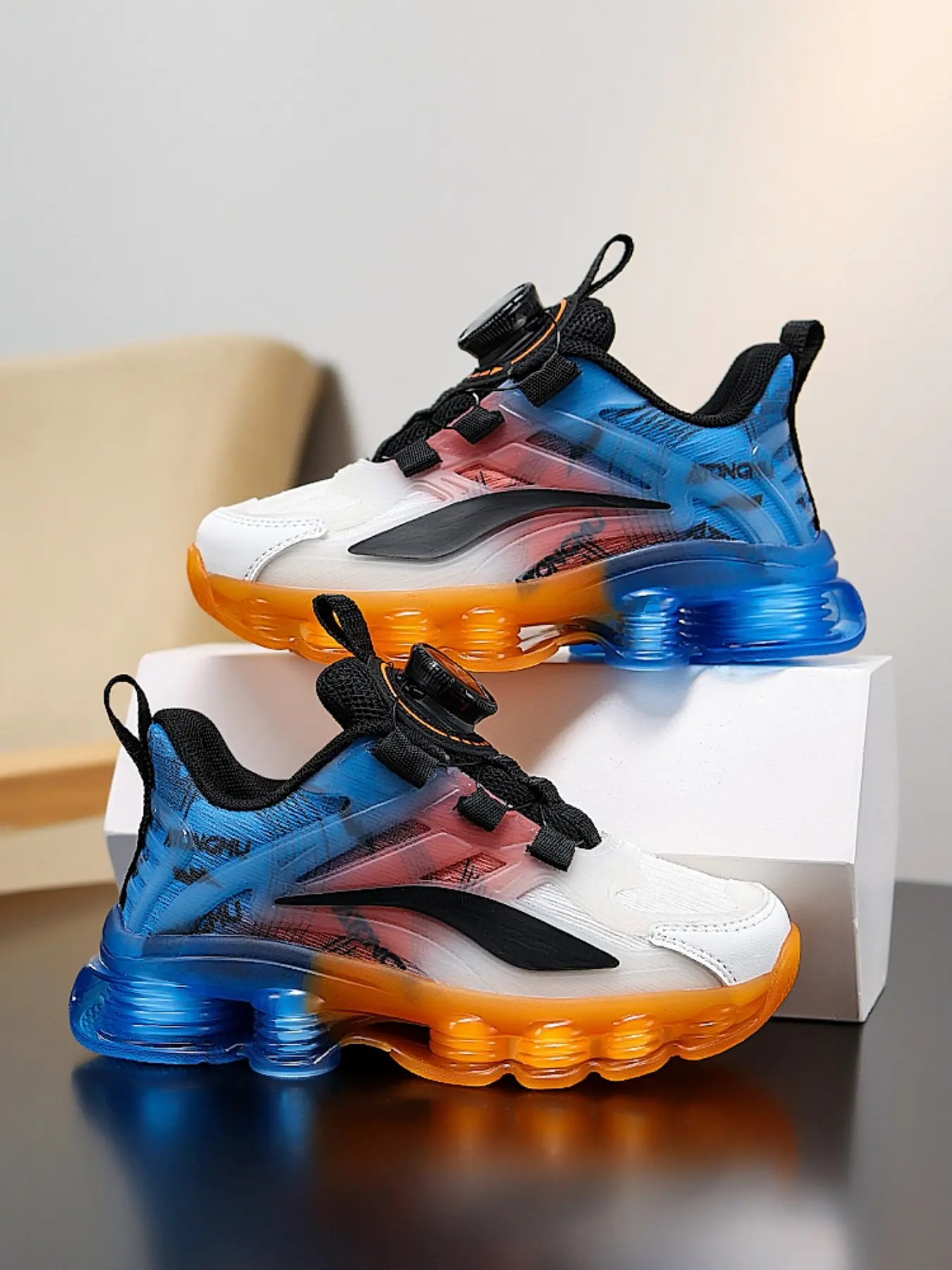 Spring Summer Casual Trendy Trainers Sneakers Sport Shoes, PVC Sole, Adjustable Buckle, Colorblock, Fashionable, School Sports Shoes