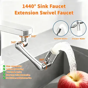 1440° Sink Faucet/ Aerator /Extension Swivel Faucet, Rotatable Faucet Sprayer with Dual Water Outlet Mode, Flexible Bathroom Faucet Extender Adapter, Splash Proof Sink Kitchen Faucet Attachment, Practical Kitchen Gadget, Bathroom Accessories