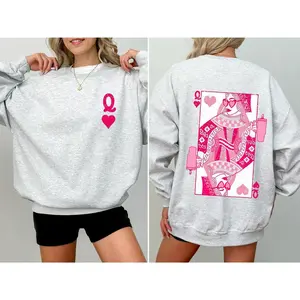 Queen of Hearts, Cards, Games, Valentine's Day Sweatshirt, Crew Neck, Women's, Crewneck, Valentine's Day, Love, Heart, Cupid Casual Long Sleeve