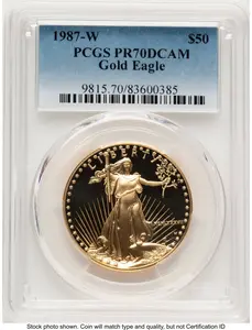 Modern Bullion Coins (1987-W Proof Gold Eagle 1 oz Blue Gradient)