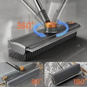 3-in-1 Floor Scrubber with Hidden Tweezer | 90° Baseboard & Grout Brush,Suitable for patios, shower rooms, garages, patio floors, tiles, concrete and wooden surfaces